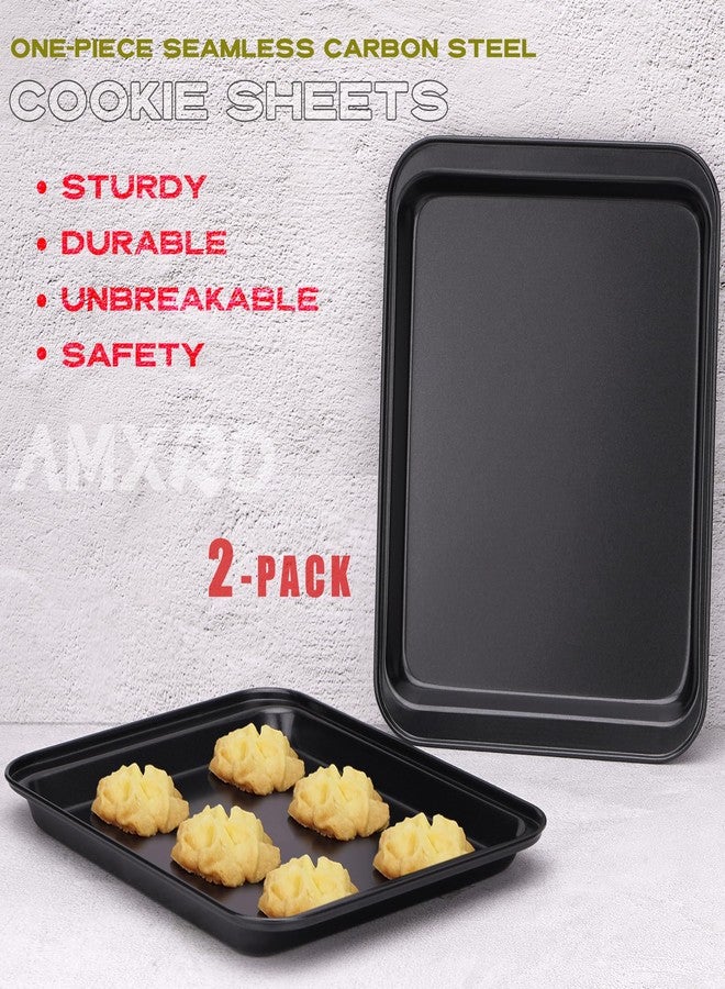 AMXRD Small Baking Sheets, Nonstick Baking Toaster Oven Tray Cookie Sheet, 1 or 2 Person Household, Set of 2, 9.5" X 7.1" (Inner 8.2" X 6.5") - Image 5